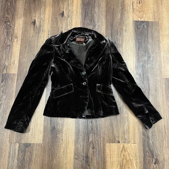 Vintage Y2K Smart Set Size 5 Brown Velvet Velour Blazer Witchy Practical Magic - Picture 3 of 6